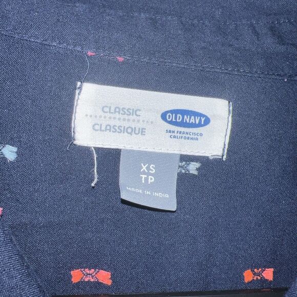 Old Navy Button Up Shirt Womens XS Blue Colorful Print Long Sleeve - Picture 4 of 11